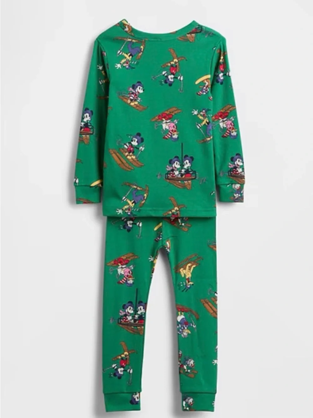Disney Green Mickey & Friends Skiing Pajama Set